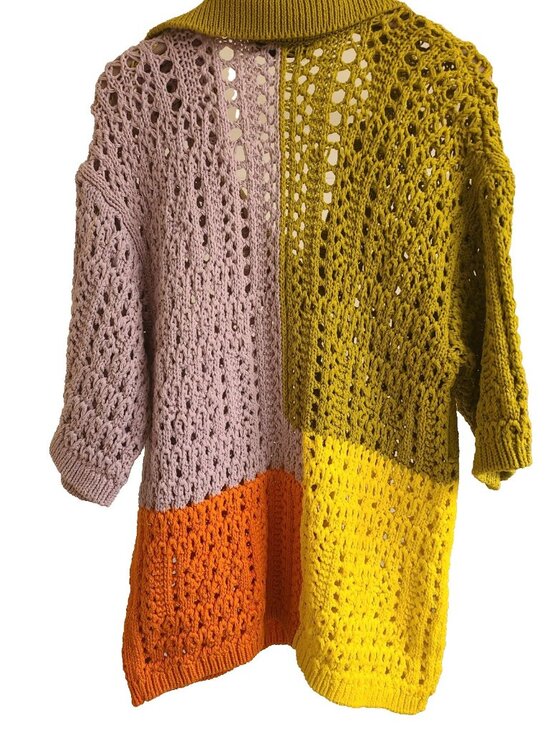 Zara Womens Top Crochet Polo Short Sleeve Sweater Size SM Oversized - Picture 5 of 10